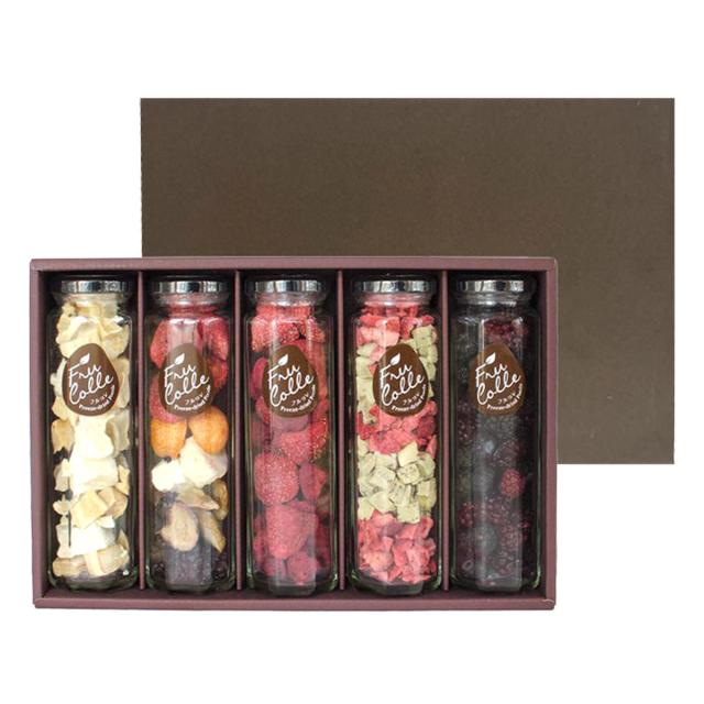 フルコレ フリーズドライ フルーツ 八角瓶 ギフトセット 5種入 ドライフルーツ 砂糖不使用 おやつ フルーツ 乾燥果実