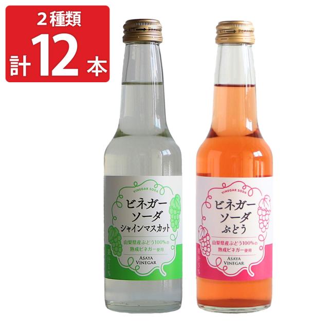ASAYA VINEGAR 飲む酢 ビネガーソーダ セット 2種計12本入 ぶどう酢 飲むお酢 フルーツビネガー ワインビネガー 炭酸【沖縄県・離島 配送不可】