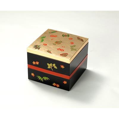 昔の宝物たちと金沢箔が一つになった華麗な伝統工芸品・5.0二段重宝づくし(中皿付) タジマ・石川県_1