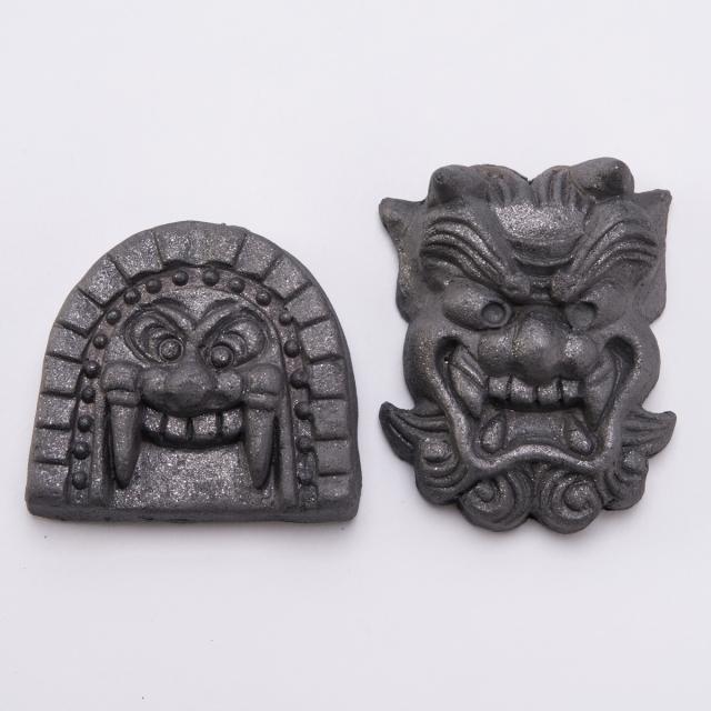古代現代 鬼面 セット 壁掛け 魔除け いぶし瓦 風水 文鎮 和小物 雑貨 インテリア 置き物 伊達屋 YUHIRO 愛知県_1