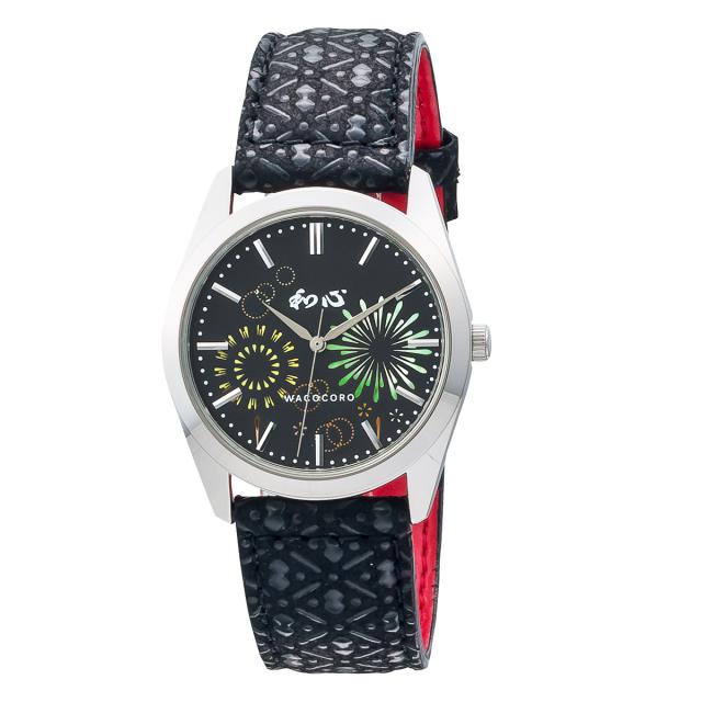 和心 宇陀印傳 小桜模様バンド 日本製腕時計 花火 腕時計 メンズ 印伝