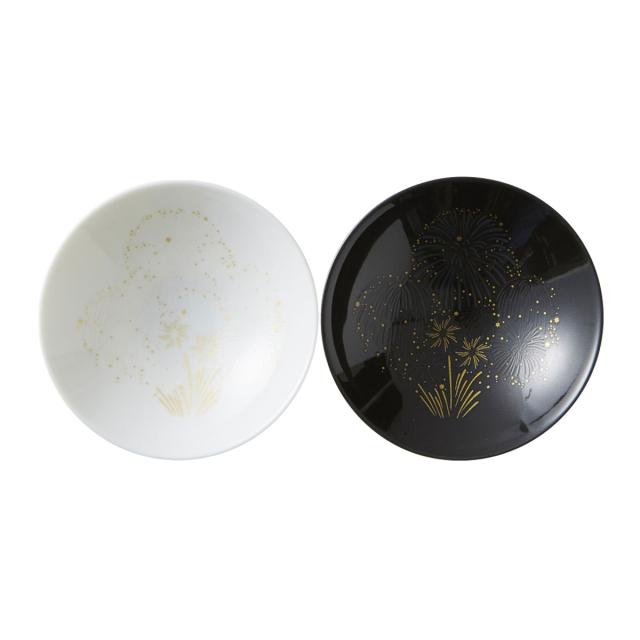 冷感花火平盃ペアセット 食器 おしゃれ グラス 磁器 日本製 きれい 酒器 かわいい 平盃 色が変わる