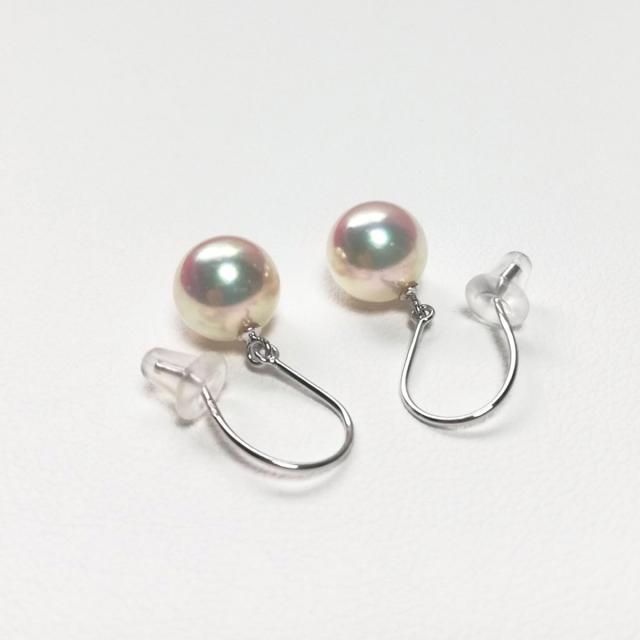 花珠真珠 フックピアス 伊勢志摩産 アコヤ本真珠 8mm K14WG ピアス_2