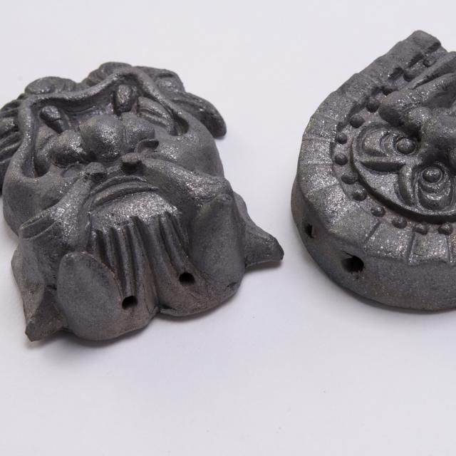 古代現代 鬼面 セット 壁掛け 魔除け いぶし瓦 風水 文鎮 和小物 雑貨 インテリア 置き物 伊達屋 YUHIRO 愛知県_2