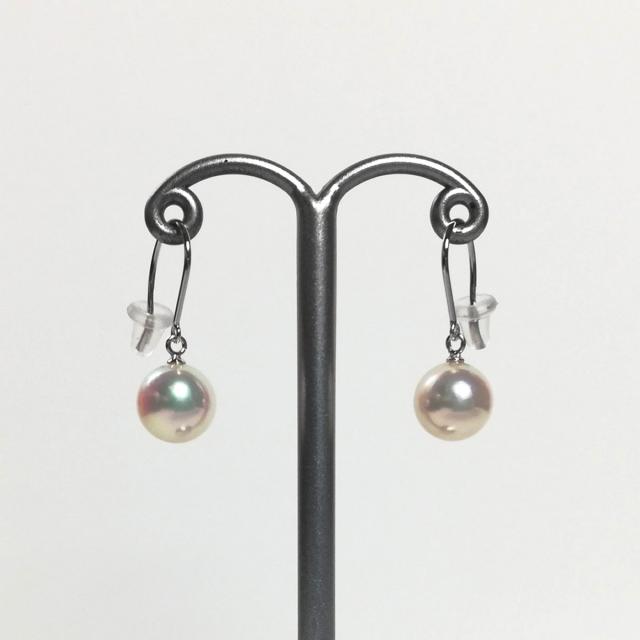 花珠真珠 フックピアス 伊勢志摩産 アコヤ本真珠 8mm K14WG ピアス_3