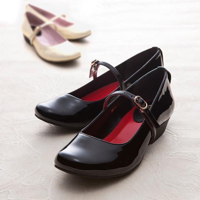 ピアノシューズ〔ブラックエナメル/シャンパンスムース：22.5cm〜26cm〕 演奏専門のシューズ（本番用） 靴 ピアノ 発表会 リトルピアニスト 送料無料