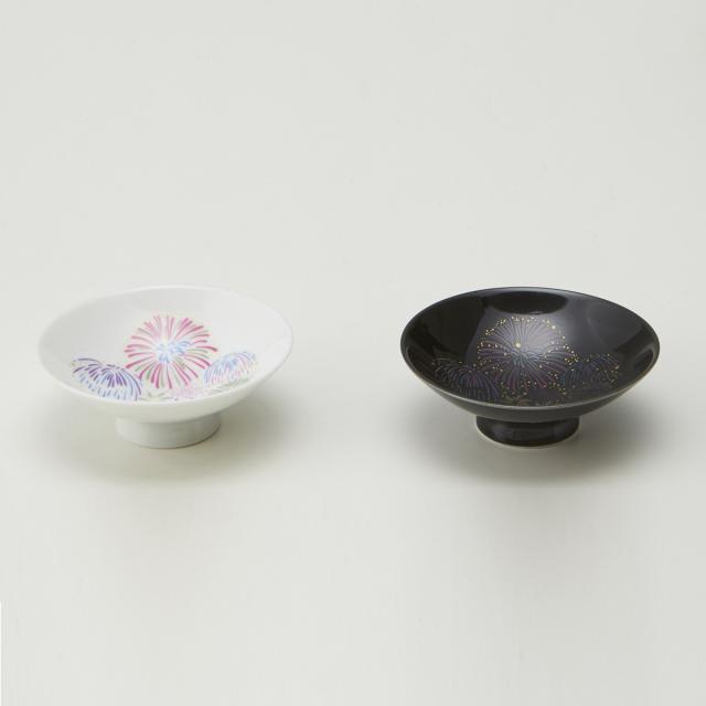冷感花火平盃ペアセット 食器 おしゃれ グラス 磁器 日本製 きれい 酒器 かわいい 平盃 色が変わる