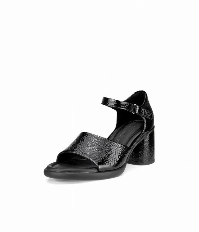 ECCO エコー レディース 女性用 シューズ 靴 ヒール Sculpted 55 Luxe Ankle Strap Black Crackled Leather【送料無料】