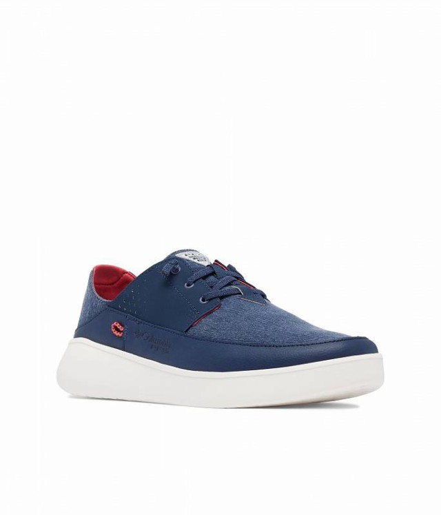 Columbia コロンビア メンズ 男性用 シューズ 靴 ボートシューズ Boatside Relaxed PFG Collegiate Navy/Sunset Red【送料無料】