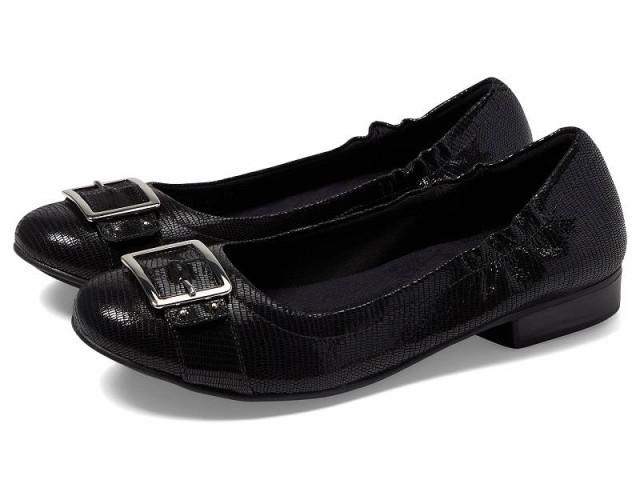 Walking Cradles ウォーキングクレイドル レディース 女性用 シューズ 靴 フラット Tara Flat Black Patent Lizard【送料無料】