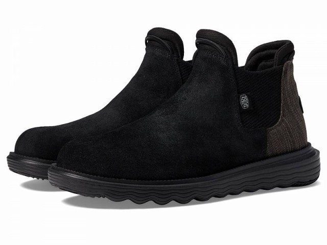 Hey Dude ヘイデュード レディース 女性用 シューズ 靴 ブーツ チェルシーブーツ アンクル Branson Suede Boot Black/Black【送料無料】