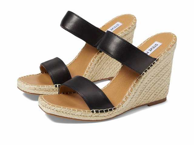 Steve Madden スティーブマデン レディース 女性用 シューズ 靴 ヒール Icey Wedge Sandal Black Leather【送料無料】