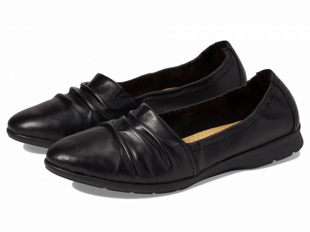 Clarks クラークス レディース 女性用 シューズ 靴 フラット Jenette Ruby Black Leather【送料無料】