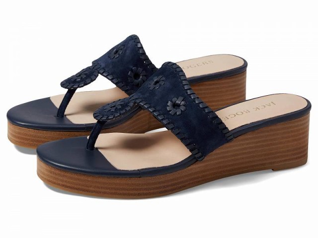 Jack Rogers ジャックロジャース レディース 女性用 シューズ 靴 ヒール Jacks Mid Wedge Suede/Stacked Midnight【送料無料】