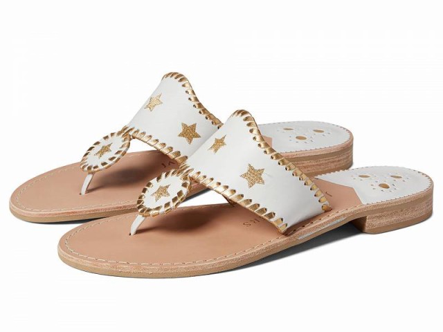 Jack Rogers ジャックロジャース レディース 女性用 シューズ 靴 サンダル Star Embroidered Jacks Flat Sandal White/Gold【送料無料】