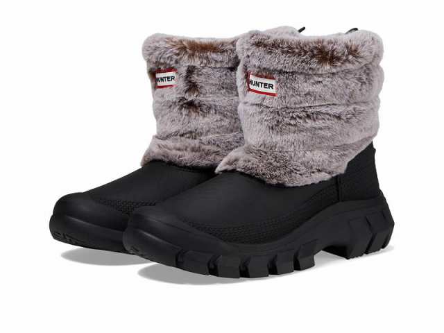 HUNTER ハンター レディース 女性用 シューズ 靴 ブーツ スノーブーツ Intrepid Short Faux Fur Snow Boot Black/Natural【送料無料】