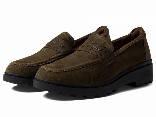 Clarks クラークス レディース 女性用 シューズ 靴 ローファー ボートシューズ Calla Ease Dark Olive Suede【送料無料】