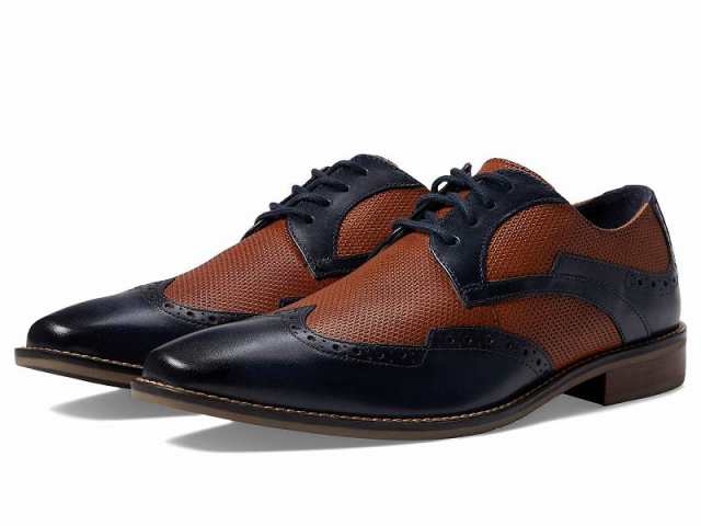 Stacy Adams ステーシーアダムス メンズ 男性用 シューズ 靴 オックスフォード 紳士靴 通勤靴 Joss Wing Tip Oxford Navy【送料無料】