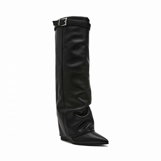 Steve Madden スティーブマデン レディース 女性用 シューズ 靴 ブーツ ロングブーツ Corenne Black Leather 1【送料無料】