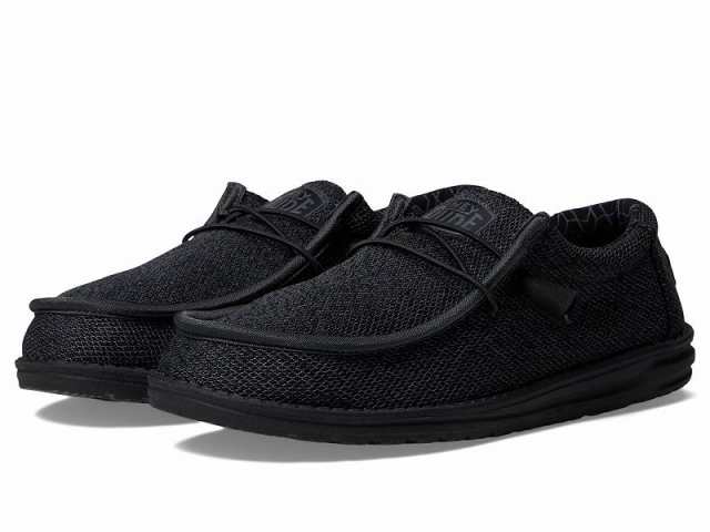 Hey Dude ヘイデュード メンズ 男性用 シューズ 靴 ローファー Wally Sox Micro Slip-On Casual Shoes Total Black【送料無料】