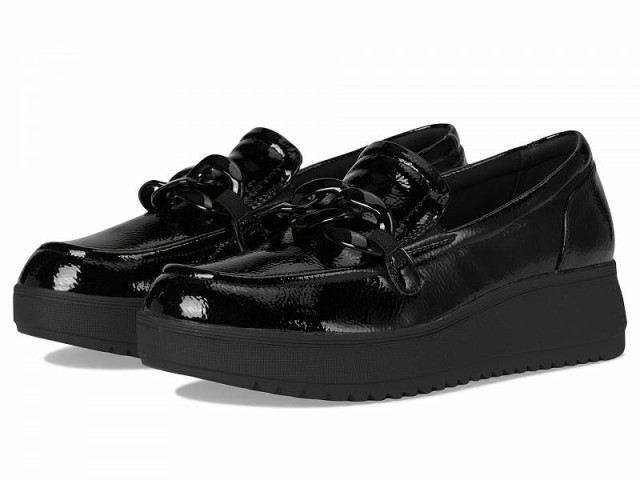 Clarks クラークス レディース 女性用 シューズ 靴 ローファー ボートシューズ Zylah May Black Crinkle Patent Synthetic【送料無料】