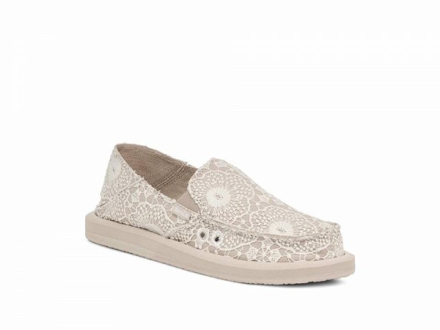 Sanuk サヌーク レディース 女性用 シューズ 靴 ローファー ボートシューズ Donna Crochet White/Oatmeal 1【送料無料】