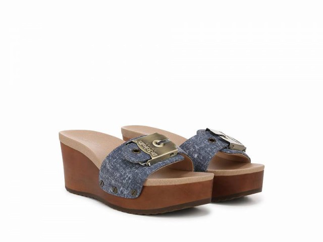 Dr. Scholls ドクターショール レディース 女性用 シューズ 靴 ヒール Original Life Slide Sandal Dark Blue Denim Leather【送料無料】