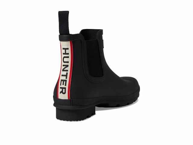 HUNTER ハンター メンズ 男性用 シューズ 靴 ブーツ レインブーツ Original Chelsea Tricolor Logo Backstrap Boot Black【送料無料】