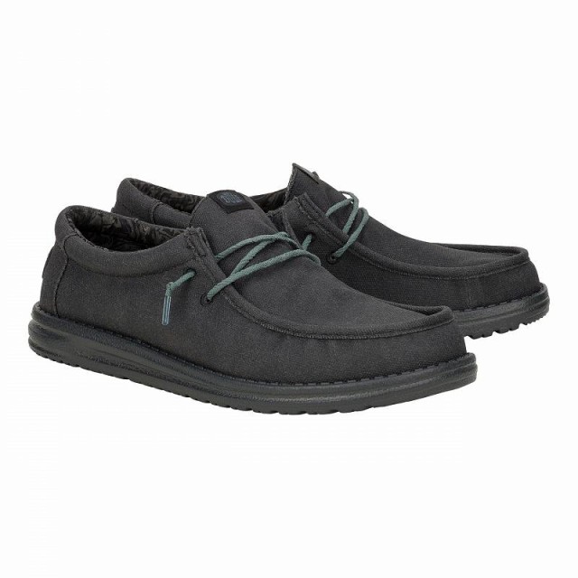 Hey Dude ヘイデュード メンズ 男性用 シューズ 靴 ローファー Wally Waxed Canvas Black【送料無料】