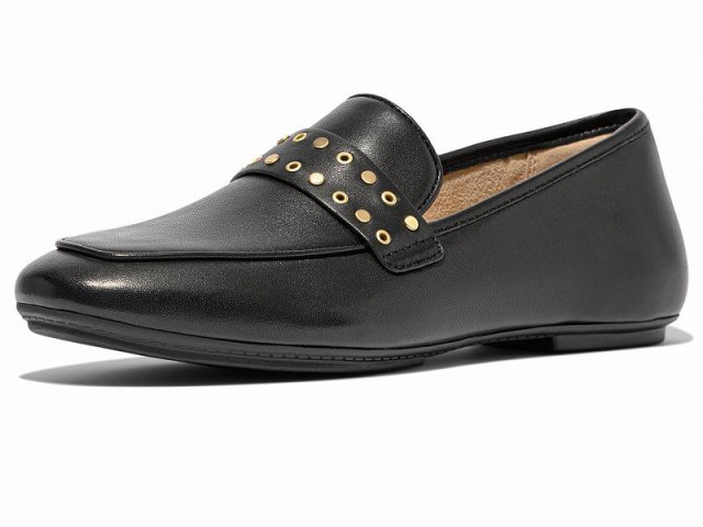 FitFlop フィットフロップ レディース 女性用 シューズ 靴 フラット Delicato Stud-And-Eyelet Soft Leather Loafers Black【送料無料】