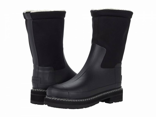 HUNTER ハンター レディース 女性用 シューズ 靴 ブーツ スノーブーツ Refined Stitch Sherpa Boot Black【送料無料】