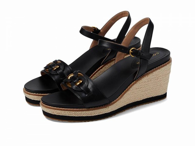 Cole Haan コールハーン レディース 女性用 シューズ 靴 ヒール Cloudfeel Espadrille Link Wedge 75 mm Black Leather【送料無料】