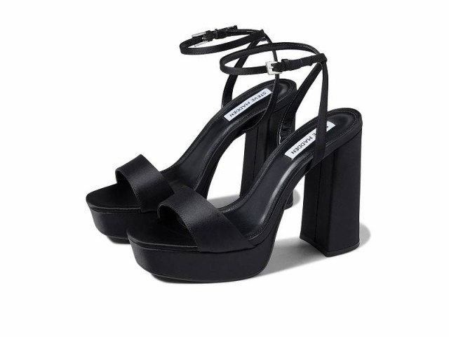 Steve Madden スティーブマデン レディース 女性用 シューズ 靴 ヒール Lessa Sandal Black Satin【送料無料】