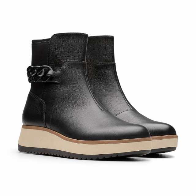 Clarks クラークス レディース 女性用 シューズ 靴 ブーツ アンクル ショートブーツ Zylah Rose Black Leather【送料無料】