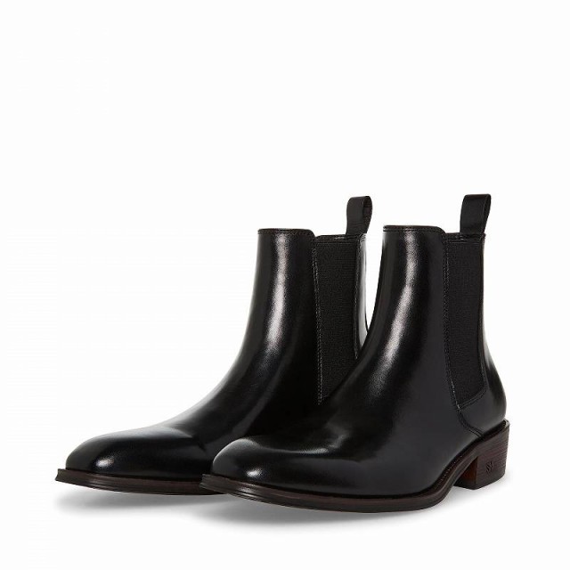 Steve Madden スティーブマデン メンズ 男性用 シューズ 靴 ブーツ チェルシーブーツ Hamlin Black Leather【送料無料】