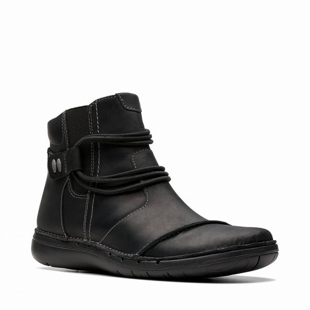 Clarks クラークス レディース 女性用 シューズ 靴 ブーツ アンクル ショートブーツ Un Loop Up Black Leather【送料無料】