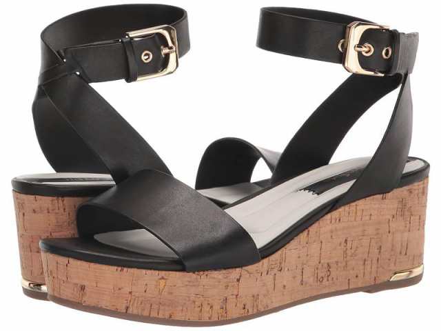 Franco Sarto フランコサルト レディース 女性用 シューズ 靴 ヒール Presley Platform Wedge Sandals Black Leather【送料無料】