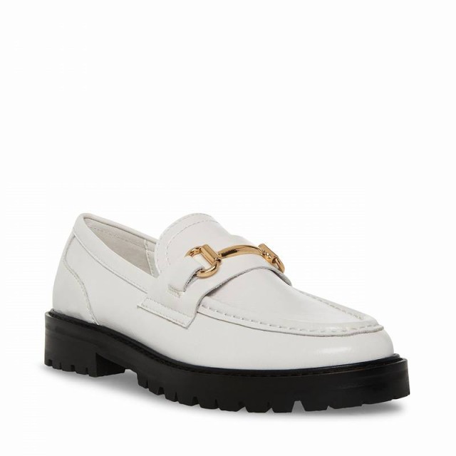 Steve Madden スティーブマデン レディース 女性用 シューズ 靴 ローファー ボートシューズ Mistor Loafer White Leather【送料無料】