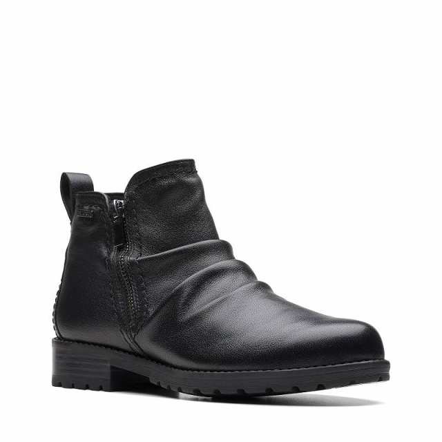 Clarks クラークス レディース 女性用 シューズ 靴 ブーツ アンクル ショートブーツ Aspra Walk Waterproof Black Leather【送料無料】