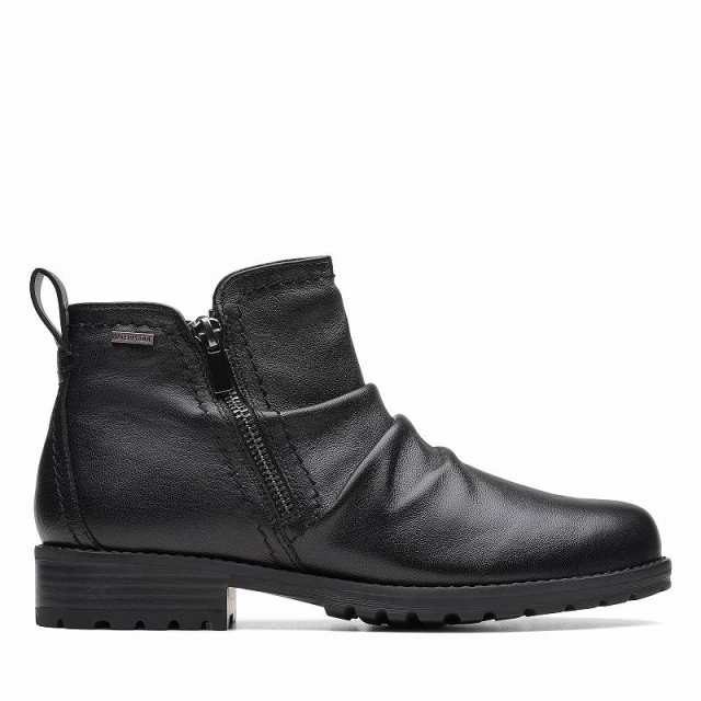 Clarks クラークス レディース 女性用 シューズ 靴 ブーツ アンクル ショートブーツ Aspra Walk Waterproof Black Leather【送料無料】