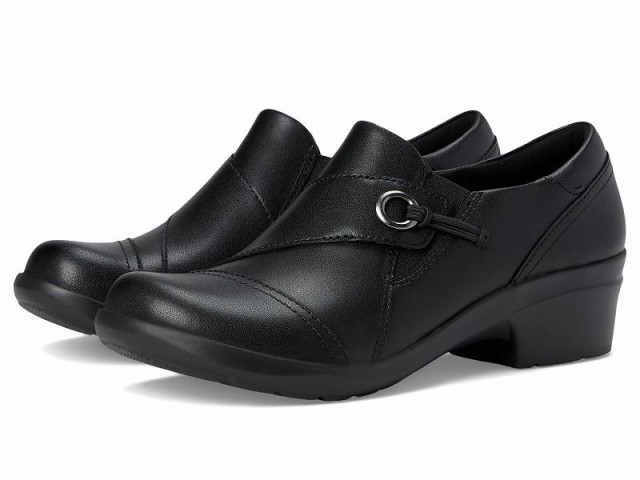 Clarks クラークス レディース 女性用 シューズ 靴 ローファー ボートシューズ Angie Meadow Black Leather【送料無料】