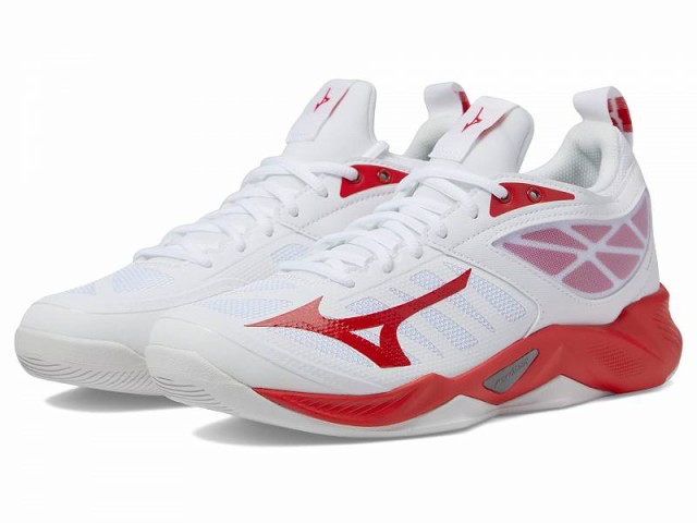 Mizuno ミズノ レディース 女性用 シューズ 靴 スニーカー 運動靴 Wave Dimension White/Red【送料無料】