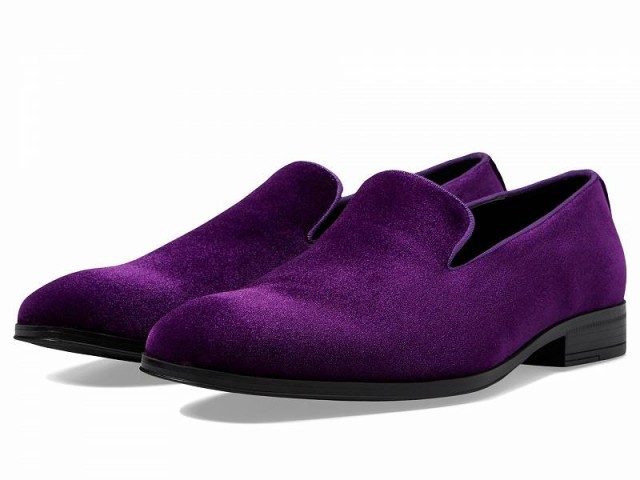 Stacy Adams ステーシーアダムス メンズ 男性用 シューズ 靴 オックスフォード 紳士靴 通勤靴 Savian Velour Slip-On Purple【送料無料】