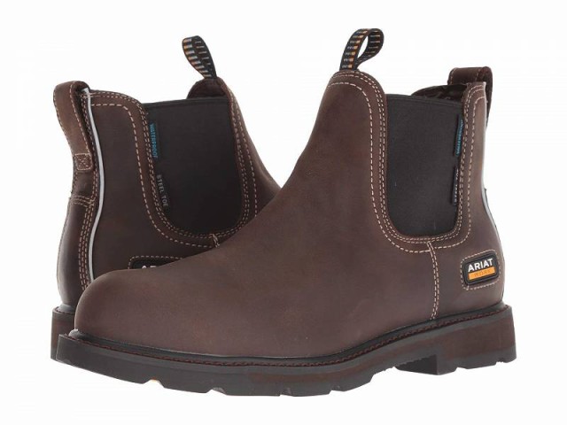 Ariat アリアト メンズ 男性用 シューズ 靴 ブーツ ワークブーツ Groundbreaker Chelsea H2O Steel Toe Dark Brown【送料無料】