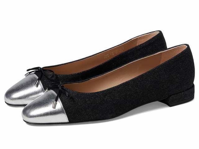 Stuart Weitzman スチュアートワイツマン レディース 女性用 シューズ 靴 フラット Sleek Bow Flat Black/Silver【送料無料】