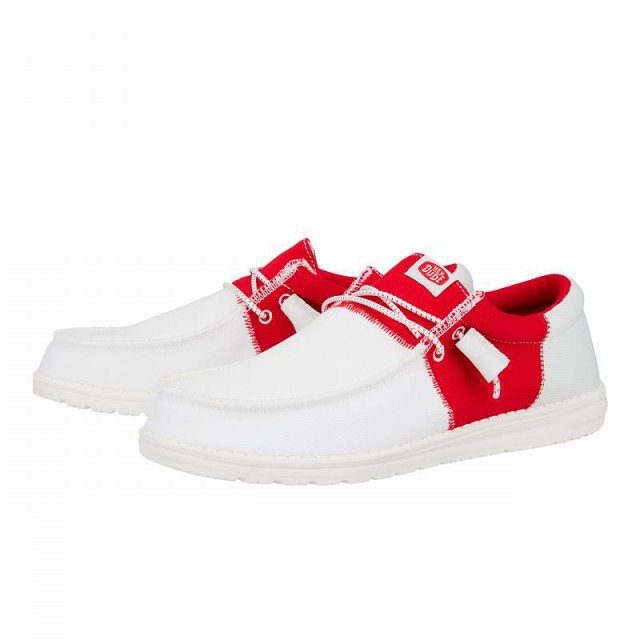 Hey Dude ヘイデュード メンズ 男性用 シューズ 靴 ローファー Wally Tri-Varsity Sport Mesh White/Red【送料無料】