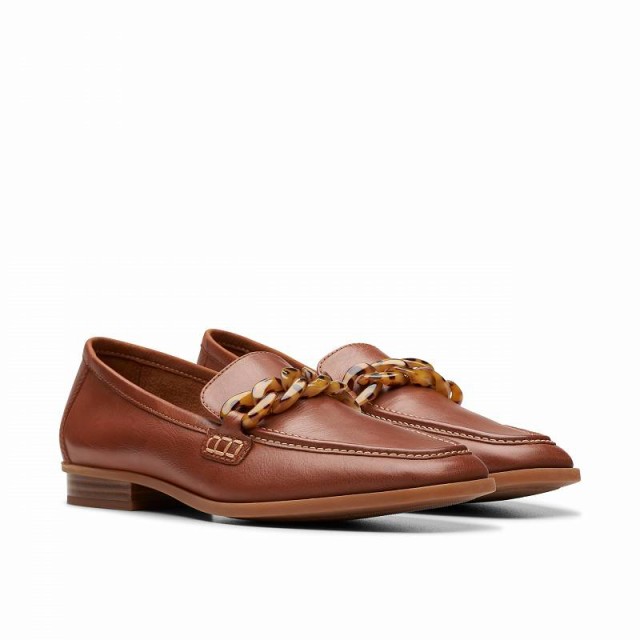 Clarks クラークス レディース 女性用 シューズ 靴 ローファー ボートシューズ Sarafyna Iris Tan Leather【送料無料】の通販は