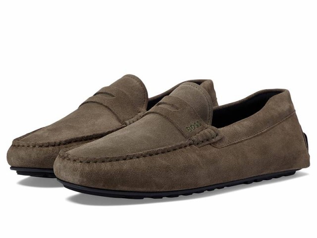 BOSS ボス メンズ 男性用 シューズ 靴 ローファー Noel Suede Penny Loafer Moccasins Olive Green【送料無料】