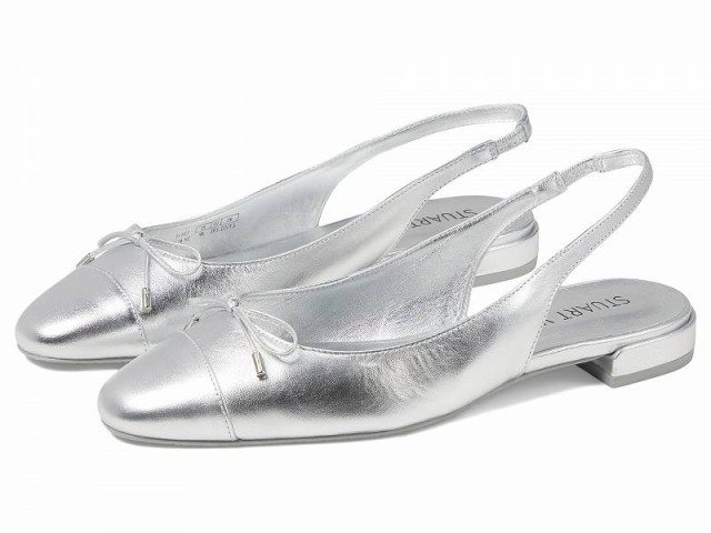 Stuart Weitzman スチュアートワイツマン レディース 女性用 シューズ 靴 フラット Sleek Bow Slingback Flat Silver【送料無料】