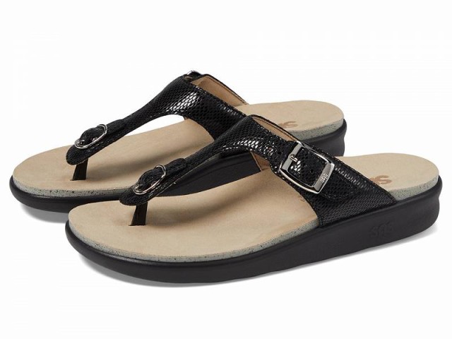 SAS サス レディース 女性用 シューズ 靴 サンダル Sanibel Comfort Thong Sandal Black Snake【送料無料】